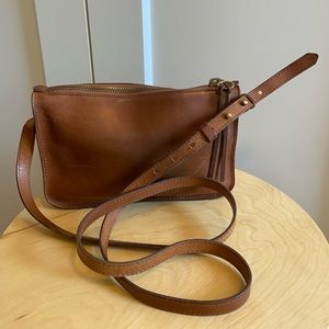 Madewell Simple Leather Crossbody Bag in Cognac